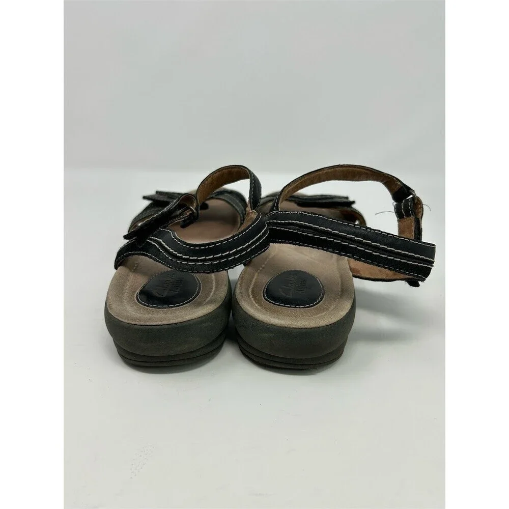 Clarks Artisan Black Leather Slingback Comfort Sandals Size 12 Summer Casual